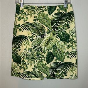 Muse Green Tropical Leaf Beaded Pencil Skirt